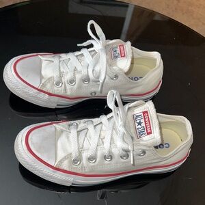 Converse All Star White Sneakers with Red Accents Women’s SZ 5 Men’s SZ 3
